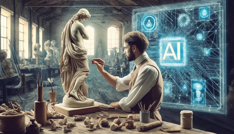 Artistic representation challenging the notion of AI