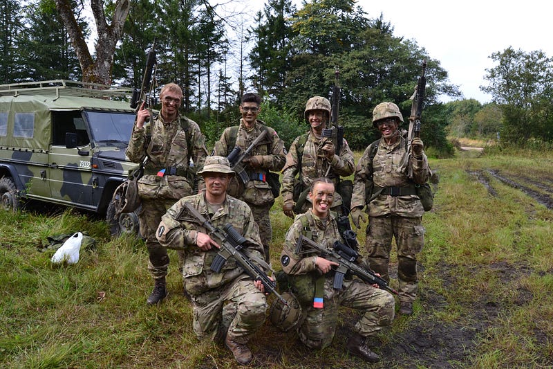 Ukrainian soldiers strategizing in defense