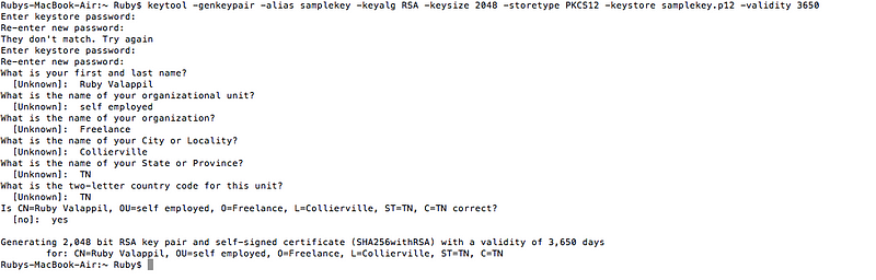 Generating Self-Signed Certificate