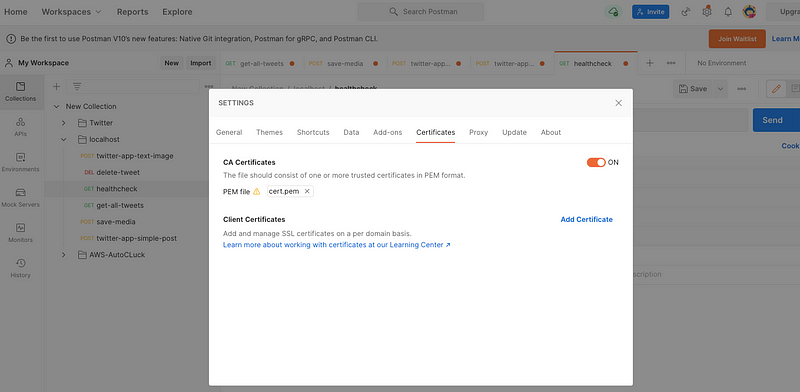 Disabling SSL Verification in Postman