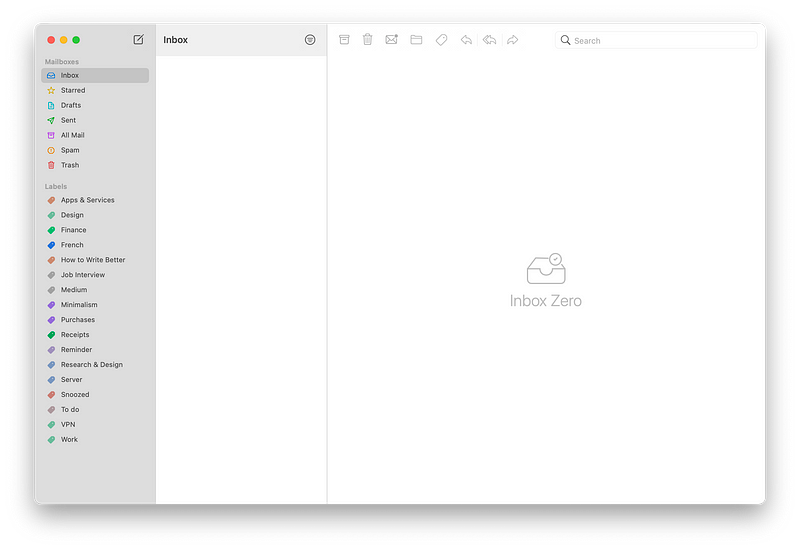 Mimestream email client interface on MacOS