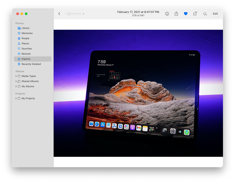 Photos app interface on MacOS