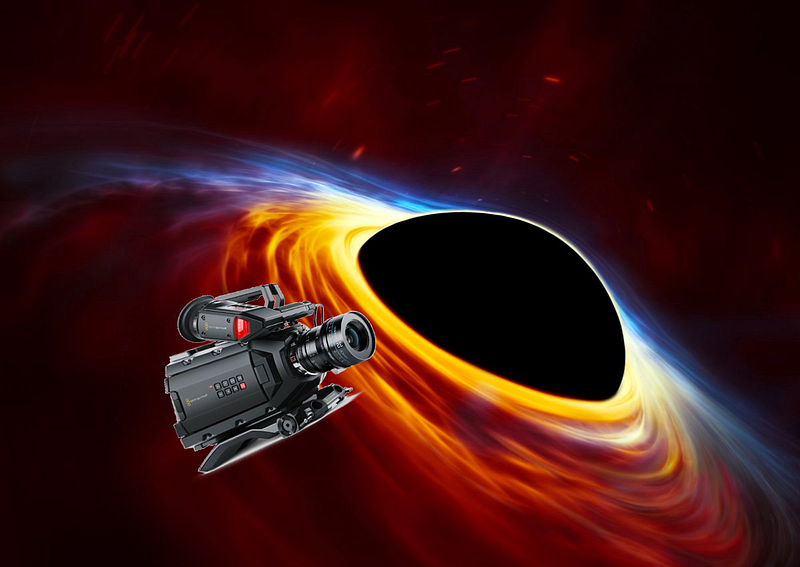 Artistic representation of gravitational effects near a black hole