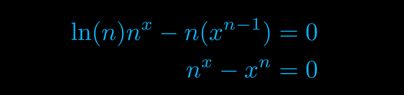 Equations derived from the function for solving n