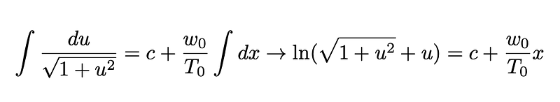 Result after integrating the equation.