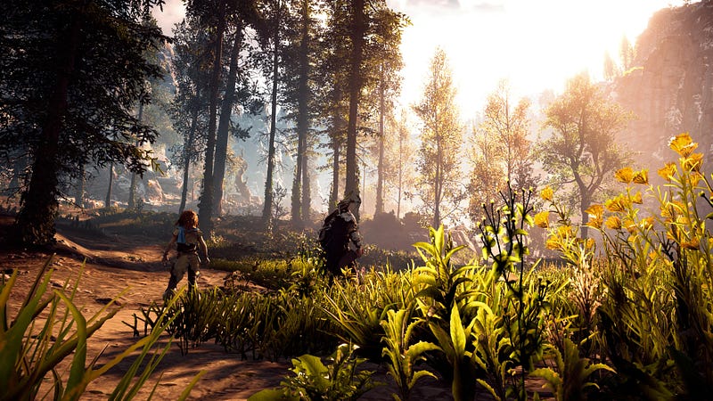 PS5 screenshot illustrating the vibrant environments of Horizon: Zero Dawn.