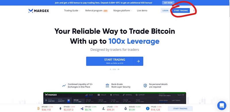 Setting up Margex trading account