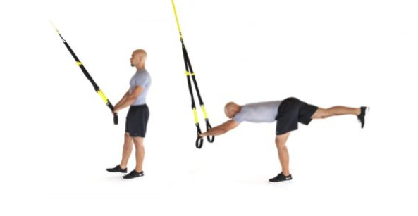 Showing single-leg hinge with TRX