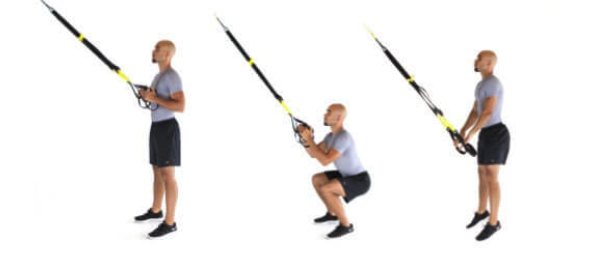 Jump squat execution using TRX