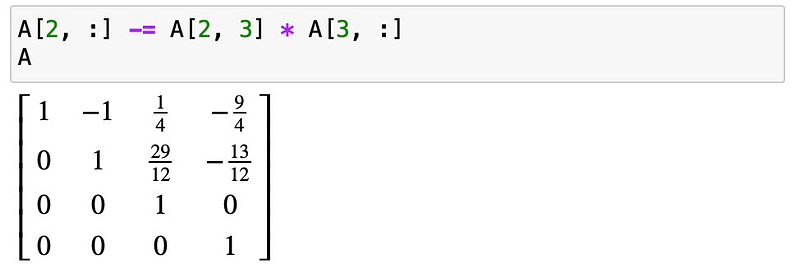 Eliminating above diagonal elements