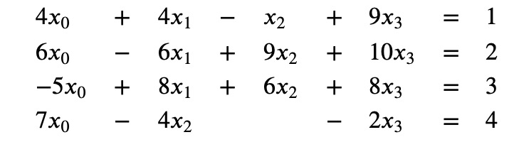 Example of a system of equations