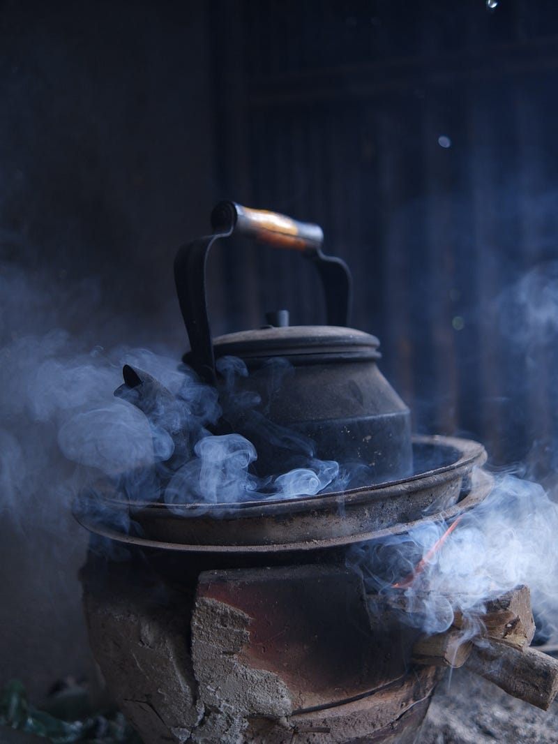 Kettle boiling and creating a moment of calm